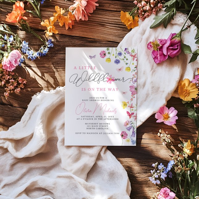 Invitation fleur sauvage Baby shower | Bébé en fle (Créateur téléchargé)