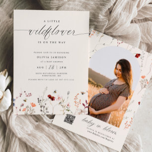 Invitation Fleur Sauvage Baby Shower Bohème Verdure