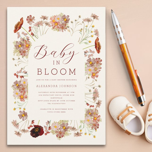 Invitation Fleur sauvage Baby shower d'automne neutre selon l (Wildflower gender neutral fall baby shower invitation)
