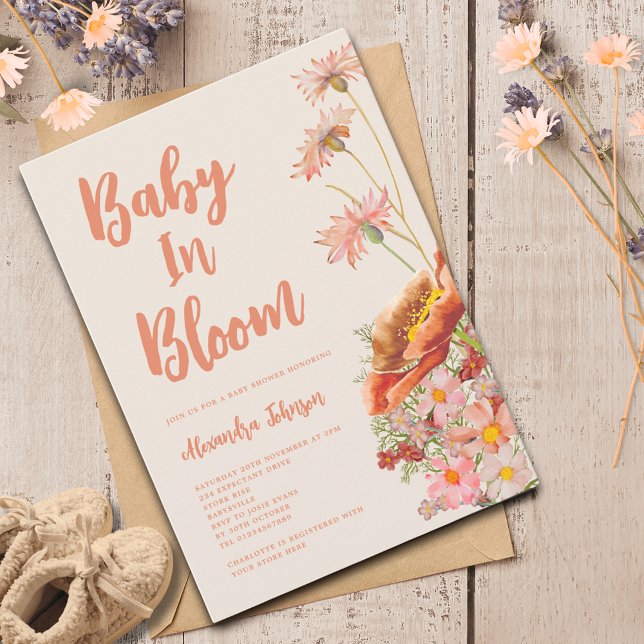 Invitation Fleur sauvage Baby shower d'automne neutre selon l (Wildflower baby in bloom fall gender neutral baby shower)