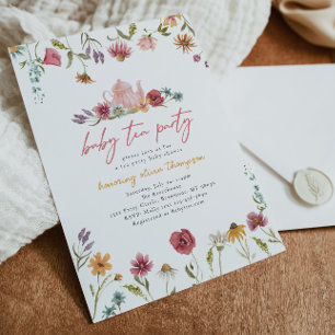 Invitation fleur sauvage Baby shower de thé