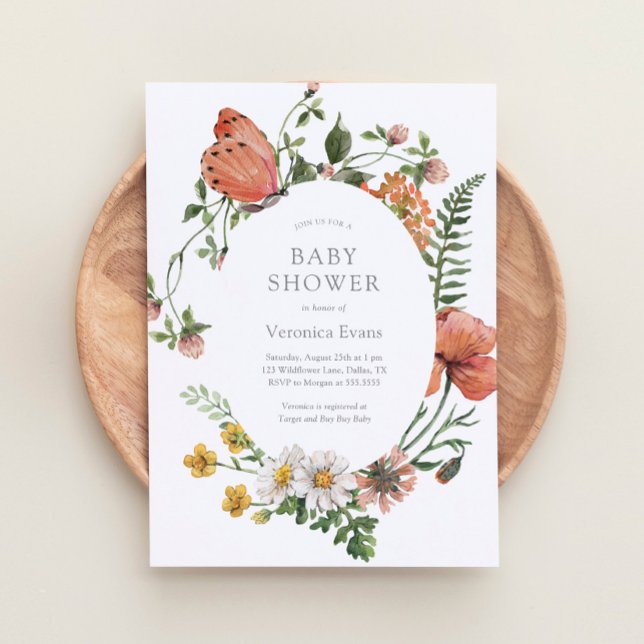 Invitation fleur sauvage Baby shower fille (Créateur téléchargé)