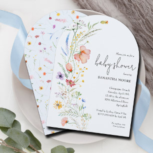 Invitation Fleur sauvage Baby shower garçon Arc haut