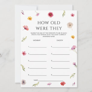 Invitation Fleur sauvage Baby shower Guides Age Game Card