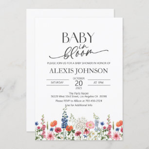 Invitation Fleur sauvage bébé dans le Baby shower en fleurs