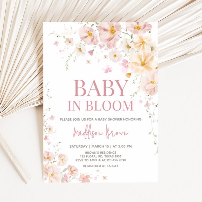 Invitation Fleur sauvage bébé dans le Baby shower en fleurs (Baby in Bloom Wildflower Baby Shower Invitation
)