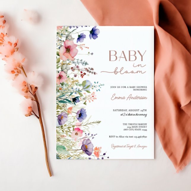 Invitation Fleur sauvage bébé dans le Baby shower en fleurs (Créateur téléchargé)
