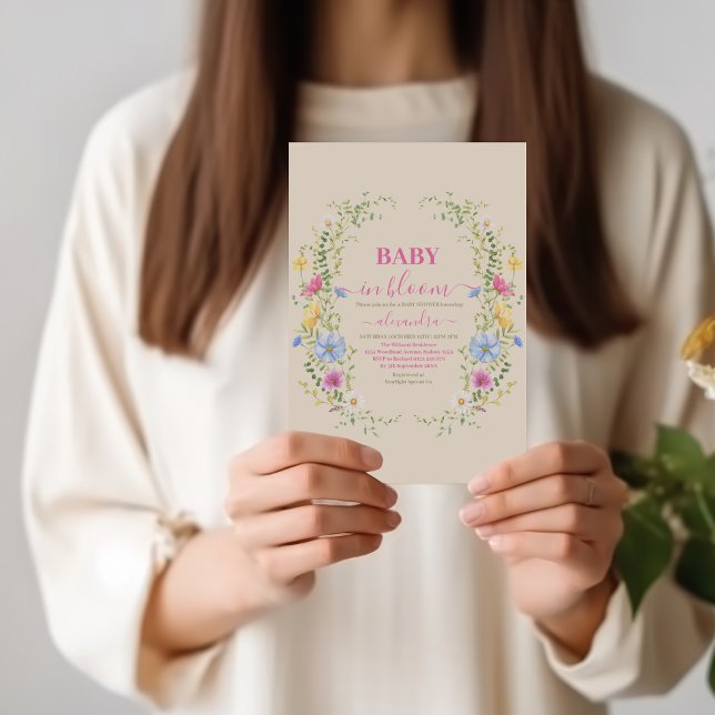 Invitation Fleur sauvage bébé dans le Baby shower en fleurs (Créateur téléchargé)