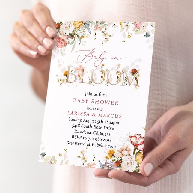 Invitation Fleur sauvage bébé dans le Baby shower en fleurs (Créateur téléchargé)