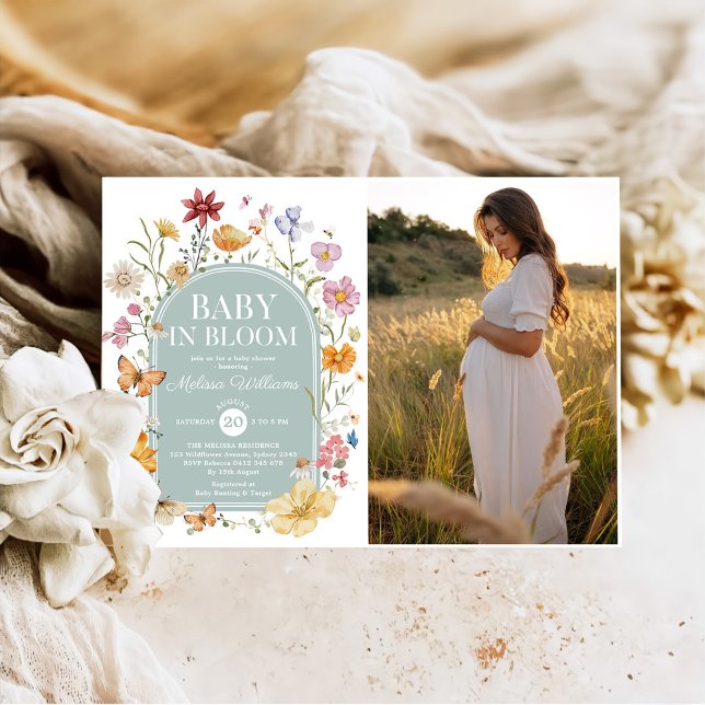 Invitation Fleur sauvage Bébé En Fleur Fille Douche (Créateur téléchargé)