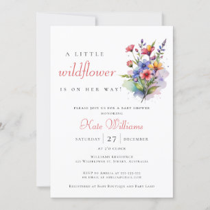 Invitation Fleur sauvage bébé en fleurs aquarelle fleurie