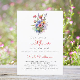 Invitation Fleur sauvage bébé en fleurs aquarelle fleurie