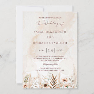 Invitation Fleur sauvage beige Floral Garden Boho Mariage