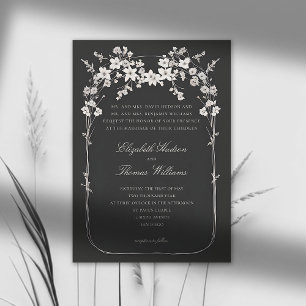 Invitation Fleur sauvage Black Boho Arch Mariage de script of