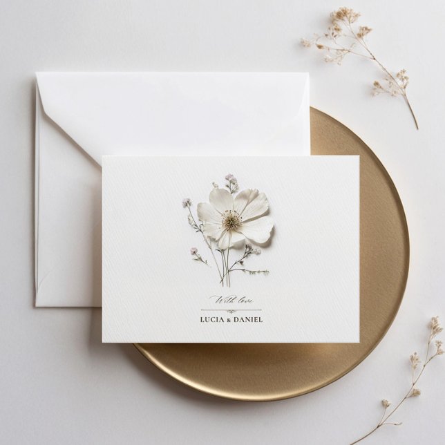 Invitation Fleur sauvage blanc Horizontal mariage élégant (Créateur téléchargé)