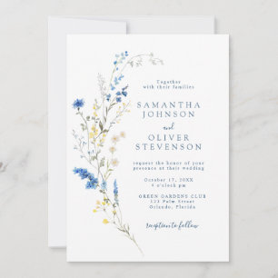 Invitation Fleur sauvage bleu clair Rustic Boho Mariage