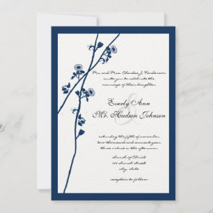 Invitation Fleur sauvage bleu marine Branches Mariage