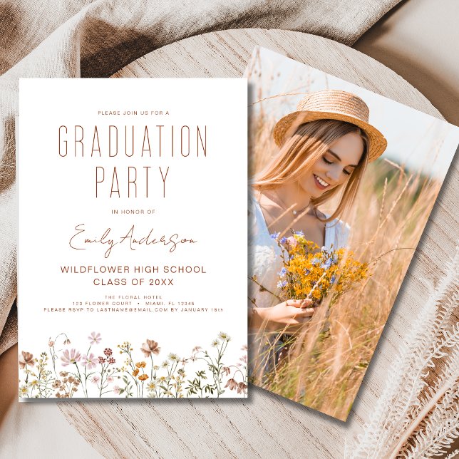 Invitation Fleur sauvage Bloom Graduation Party Photo (Créateur téléchargé)