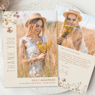 Invitation Fleur sauvage Bloom Graduation Photo Merci