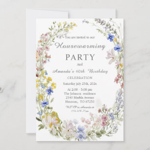 Invitation Fleur Sauvage Bohème Pendaison de Crémaillère et A
