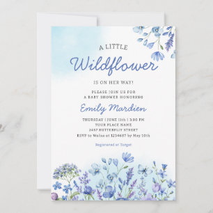 Invitation Fleur sauvage Boho aquarelle bleu Floral Baby Show
