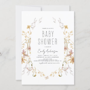 Invitation Fleur sauvage Boho Baby shower élégant moderne
