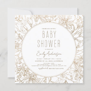 Invitation Fleur sauvage Boho Baby shower Or moderne