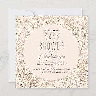 Invitation Fleur sauvage Boho Baby shower Terracotta Moderne
