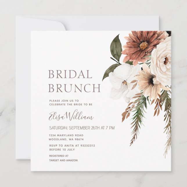 Invitation fleur sauvage Boho Bridal Brunch (Devant)