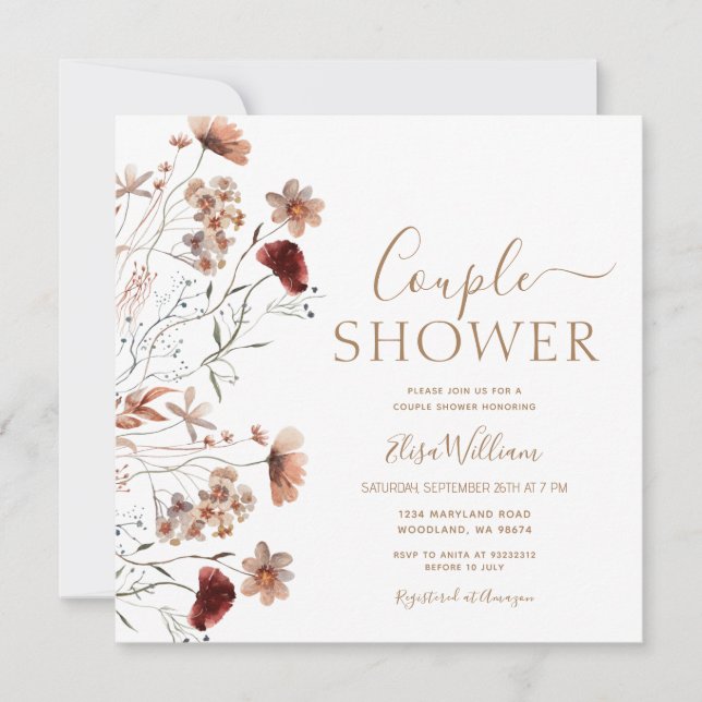 Invitation fleur sauvage Boho Bridal Shower (Devant)