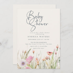 Invitation Fleur sauvage Boho Chic Baby shower