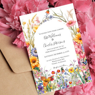 Invitation Fleur sauvage boho chic floral wreath mariage invi