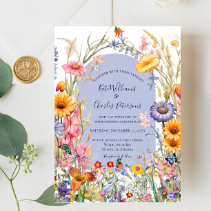 Invitation Fleur sauvage boho chic floral wreath mariage invi