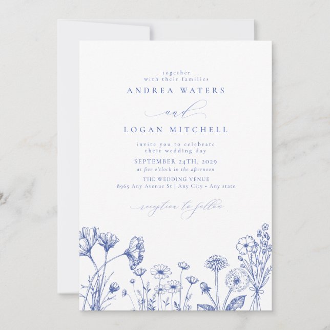 Invitation Fleur sauvage Boho Chic Mariage (Devant)