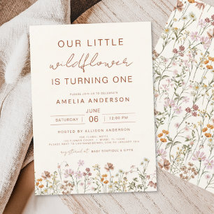 Invitation Fleur sauvage Boho Chic Premier Anniversaire Terra