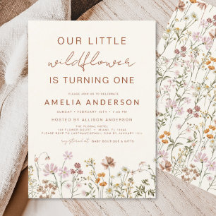 Invitation Fleur sauvage Boho Chic Premier Anniversaire Terra