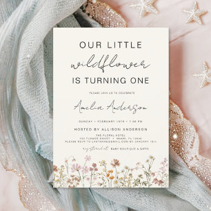 Invitation Fleur sauvage Boho Chic Premier Anniversaire Terra