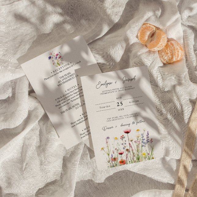 Invitation Fleur sauvage Boho Floral Garden Tout en un Mariag (Créateur téléchargé)