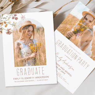 Invitation Fleur sauvage Boho Floral Graduation Party Arch Ph