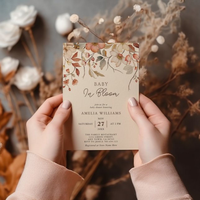 Invitation Fleur sauvage Boho Floral Ivory Baby in Bloom (Créateur téléchargé)