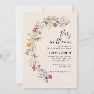 Invitation Fleur sauvage Boho Garden bébé en fleurs