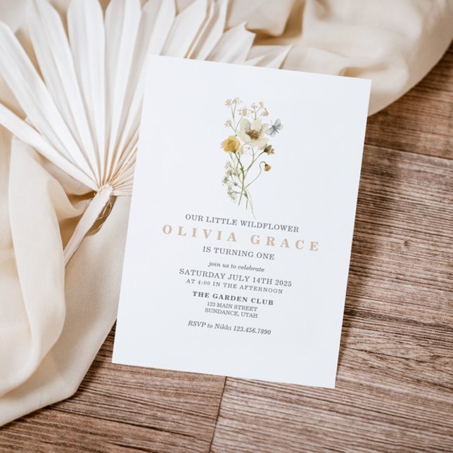 Invitation Fleur sauvage Boho jardin fleuri premier anniversa (Créateur téléchargé)