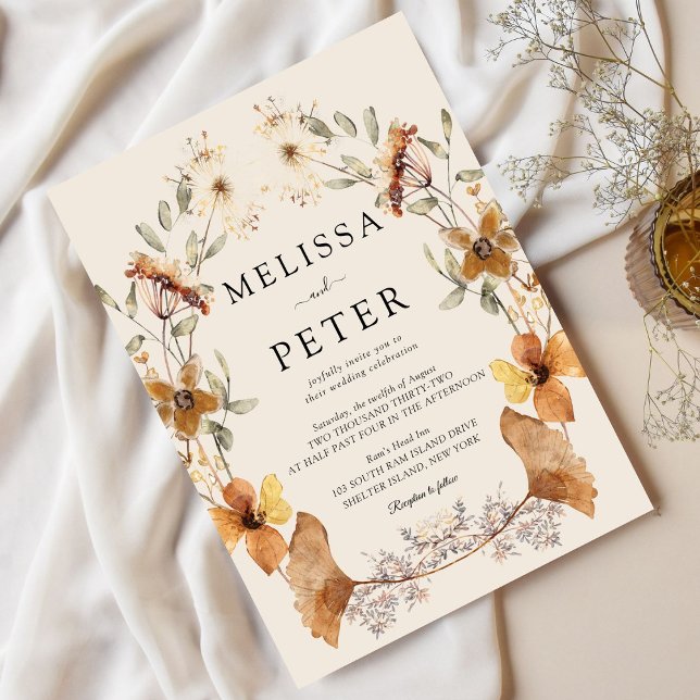 Invitation Fleur sauvage Boho Mariage (Créateur téléchargé)