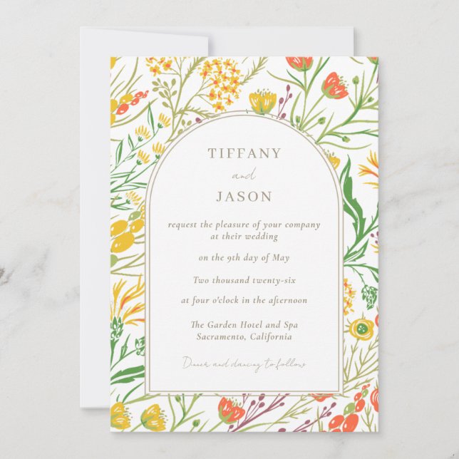 Invitation Fleur sauvage Boho Mariage (Devant)