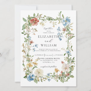 Invitation Fleur sauvage Boho Mariage aquarelle