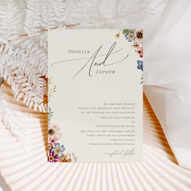 Invitation fleur sauvage boho | Mariage Jardin traditionnel b (Créateur téléchargé)