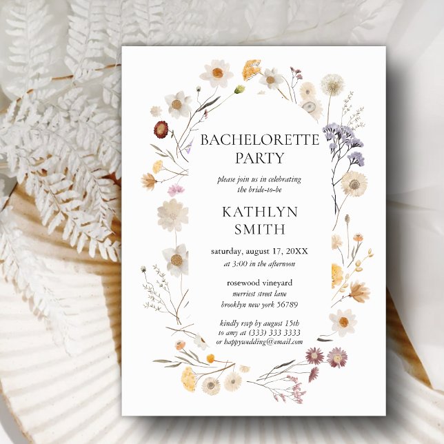 Invitation Fleur sauvage Boho Modern Floral Bachelorette Part (Créateur téléchargé)