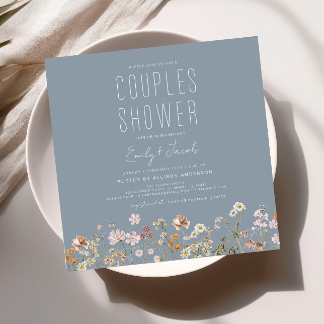 Invitation Fleur sauvage Boho moderne Couples Douche élégant (Créateur téléchargé)
