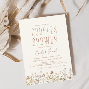 Invitation Fleur sauvage Boho moderne Couples Douche élégant