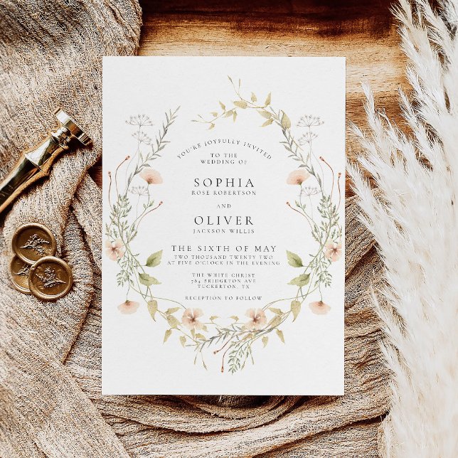 Invitation Fleur sauvage Boho Moderne Mariage élégant (Créateur téléchargé)